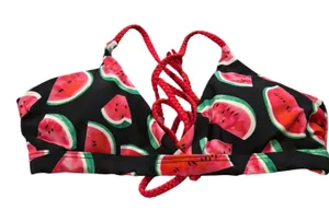 Watermelon Black String Bikini Top Size XS thumbnail 1
