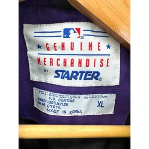 Vintage Colorado Rockies Starter Jacket XL Black Purple Pinstripe‎ MLB Basebal thumbnail 8