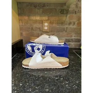 BIRKENSTOCK ARIZONA BS SOFT FOOTBED Modern SUEDE ANTIQUE WHITE Size 10 Men's thumbnail 2
