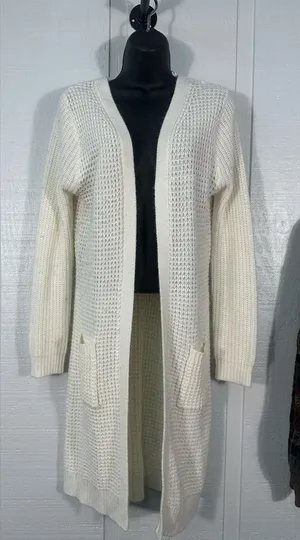 Ambiance Apparel Off White Cardigan Sweater Size Large EUC thumbnail 1