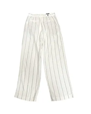 GAP 365 High Rise Linen-Blend Trousers Off White Stripe Size 2 New thumbnail 4