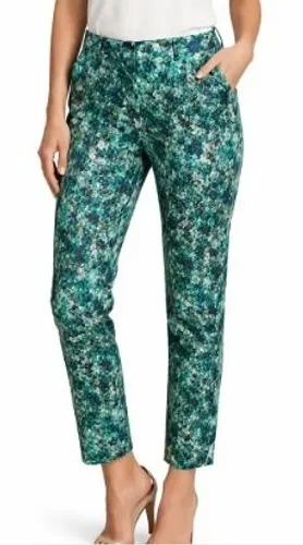 Boden Trouser Pants Womens 6 LONG Green Sea Grapes Taper‎ Stretch Modern Comfort thumbnail 1