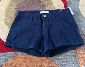 NWT Abercrombie & Fitch Y2K Style Low Rise Chino Shorts Navy Blue Women’s Size 2 thumbnail 1