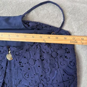 Lilly Pulitzer Celyn Romper Womens 8 Navy Blue Floral Lace Shorts Jumpsuit thumbnail 15