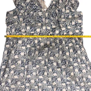 Anthropologie V-neck Plunge Tunic Mini Dress Blue Floral Crochet Tassel Large‎ thumbnail 14