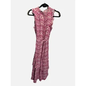 Who What Wear High Low Dress Womens Medium Pink‎ Batik Ruffle Sleeveless Resort thumbnail 6