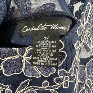 Candalite Plus Size 2X Formal Dress Navy Blue Floral Lace Tulle Prom Party‎ 760 thumbnail 10