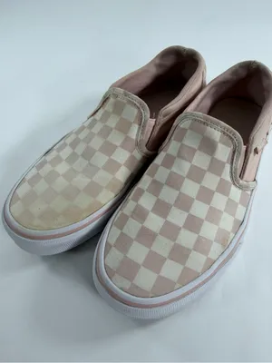 Vans Classic Slip On‎ Checkerboard Blush Pink Canvas Skater Shoes Womens 6.5 thumbnail 1