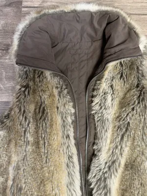 Weatherproof Reversible Faux Fur Vest Brown Beige Size M thumbnail 6