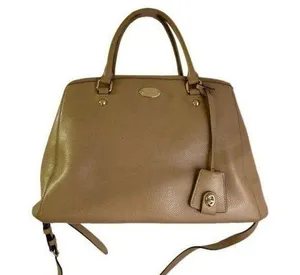 coach medium w adjustable strap tan leather cross thumbnail 1