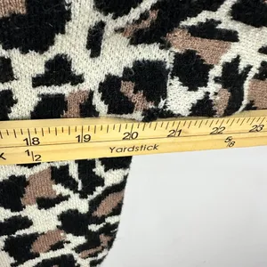 Line & Dot Leopard Sweater Womens Large Tan Black Mock Neck‎ Balloon Sleeve thumbnail 4