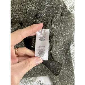 House of Harlow 1960 Small Sparkle Long Sleeve Rib‎ Knit Top Silver Green thumbnail 4