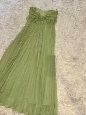 NEW DELFI COLLECTIVE Diana Pleaded Strapless Chiffon Lime Green Dress sz M thumbnail 10