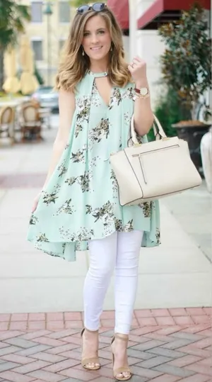 Free People Snap Out of It Tree Swing Tunic Mini Dress Faded Floral‎ Size Medium thumbnail 1