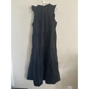 J Crew Cotton Poplin Maxi Dress Womens Medium Black Ruffle Classic Career Ruffle thumbnail 2