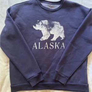 Nordstrom S Navy Crewneck Sweater with White Bear Alaska Graphic thumbnail 1