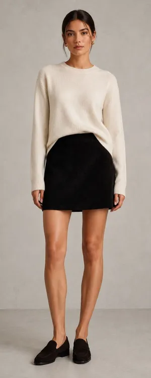 Wilson's Leather Vintage Black Suede Leather A-Line Mini Skirt 90s Minimalist Size 8 thumbnail 1
