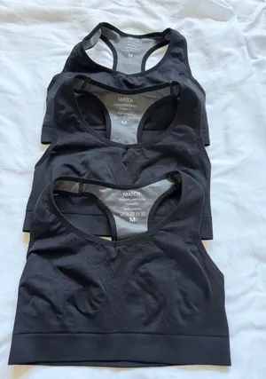 MATCH Black Seamless Racerback Sports Crop Top thumbnail 1