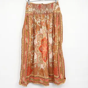 House of Harlow 1960 Womens Paisley Smocked Boho Linen Blend Maxi Skirt Size S thumbnail 7