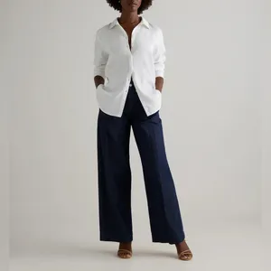 NWT QUINCE women's 100% european linen long sleeve white shirt Sz S thumbnail 3