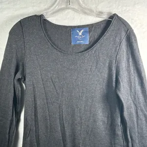 American Eagle Outfitters Gray Long Sleeve Scoop Neck‎ Top Women M Medium thumbnail 3