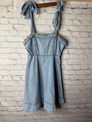 Unbranded Light Blue Denim Tie-Shoulder Dress size large thumbnail 4