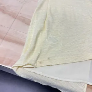Ann Taylor Sunny Yellow Linen Blend Split Back Layered Top 3/4 Sleeve Large Boho thumbnail 8