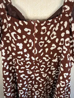 Cotton Candy LA Brown Leopard Print Mini Dress Medium Ruffle Strap thumbnail 6