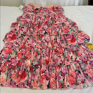 Honey and Rosie Pink Floral Tiered Midi Dress thumbnail 7
