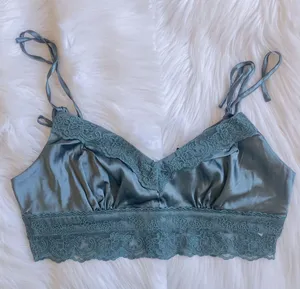 Teal blue satin lace cami bralette, brand new with tag thumbnail 1