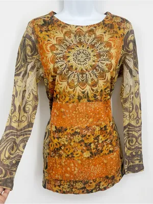 Vintage Y2K Whimsical Fairycore Long Sleeve Shirt Size Medium Rhinestone Boho thumbnail 1