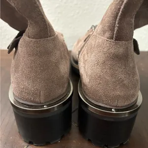 Vince Camuto Keshilla Boots Women's 7.5 Mid Calf Brown Suede Chain Trim Lug Sole thumbnail 12