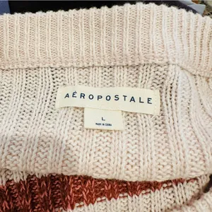 Aeropostale Wide Ribbed Sweater Sz L Crop Striped Cotton Blend Crew Neck Loose thumbnail 7