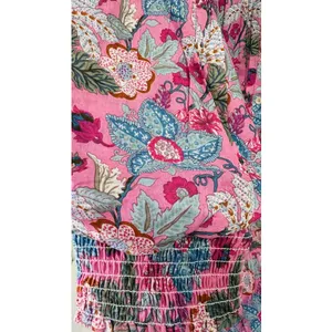 NWT Maisie Floral Ballon 3/4 Sleeve 100% Cotton Minidress Pink Ethnic Size Large thumbnail 11