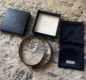NEW Prada x American Express Black Leather Centurion Bracelet thumbnail 1