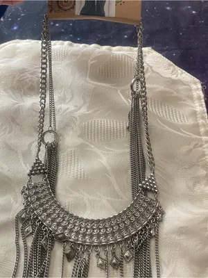 Wild Flower Silver Tone Long Statement Bib Necklace Fringe Festival Boho New NWT thumbnail 8