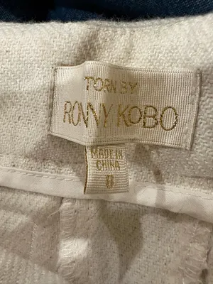 Torn by Ronny Kobo night waist wide leg cream pants cargo sz 6- 8 thumbnail 4