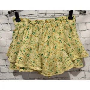 Aerie Flower Flowy Skort Yellow Floral layered Cotton Size Medium thumbnail 3