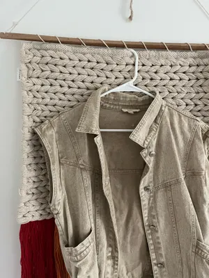 Vintage Denim Jacket Short Sleeve Khaki thumbnail 2