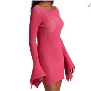 NWT Acler Sanders Ribbed Mini Bodycon Dress In Berry Tulip Sz‎ 4 thumbnail 3