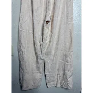 Free People Day’s End Linen Pull On Wide Leg Pants Women’s Medium Beige thumbnail 10