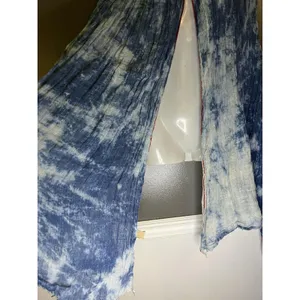 Rose & Rose Shawl Womens 2 Blue Crinkle Open Front Beaded Boho Kimono Duster thumbnail 4