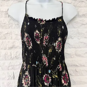 Intimately Free People Black Floral ‘Garden Party’ Smocked Maxi Dress, Size M thumbnail 3