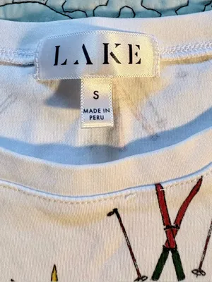 💥LAKE Pajamas Pima Cotton Long Sleeve Ski Print Pajama Top (ONLY) White Sz S💛 thumbnail 9