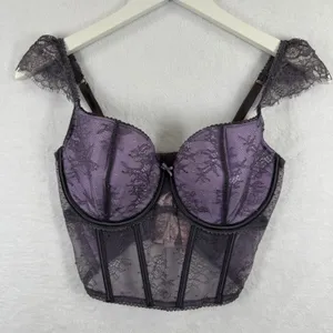 Victoria's Secret Lace Corset Top Purple‎ Bustier Underwire S-DD 11240101 NEW thumbnail 1