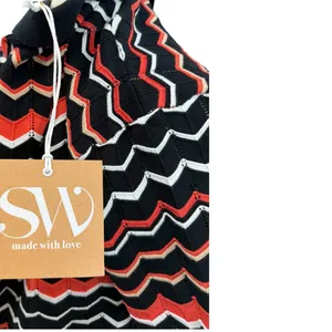 Seven Wonders‎ Andrea Knit Top Jaffa Combo Chevron Button Front Collared Size M thumbnail 8