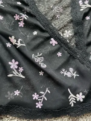 dELiA*s Black Sheer Floral Embroidered Wrap Top thumbnail 3