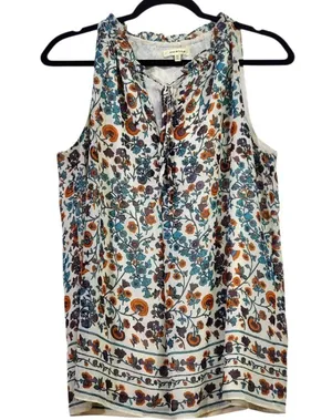 Max Studio - Medium - Floral Sleeveless Top - Multicolor With Tie Front thumbnail 3