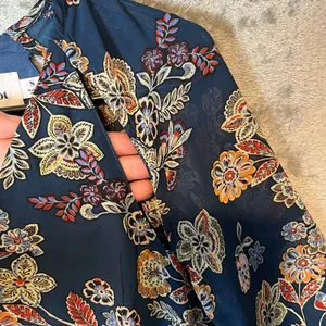 Line+Dot Adelene Navy Floral Romper Peek-A-Boo Shoulder‎ Back Cut Outs Sz Small thumbnail 4