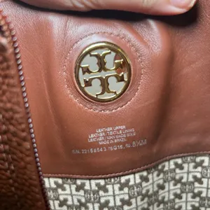 Tory Burch Kiernan Pebbled Leather Riding Boots Tan Brown Gold Logo 8.5M classic thumbnail 7